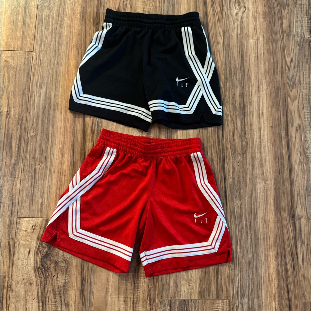 Nike Kids Black and Red FIT Shorts. Youth Medium
